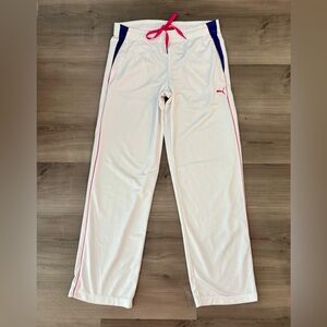 Puma White Sport Lifestyle Pants with Pink and Blue Details